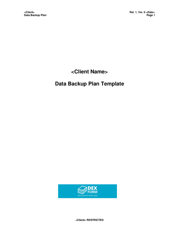 Data backup plan template in Word and Pdf formats