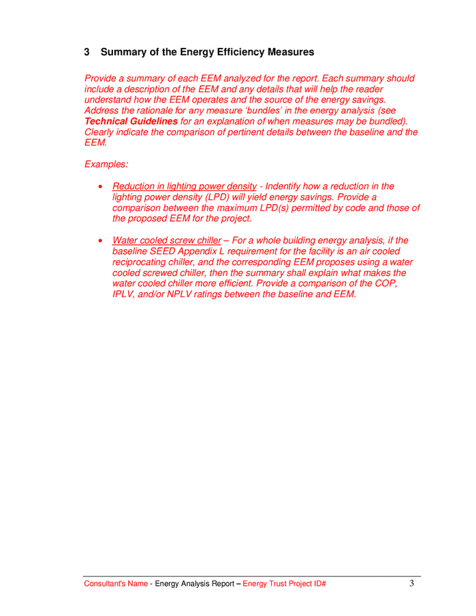 Energy analysis report template in Word and Pdf formats - page 6 of 13