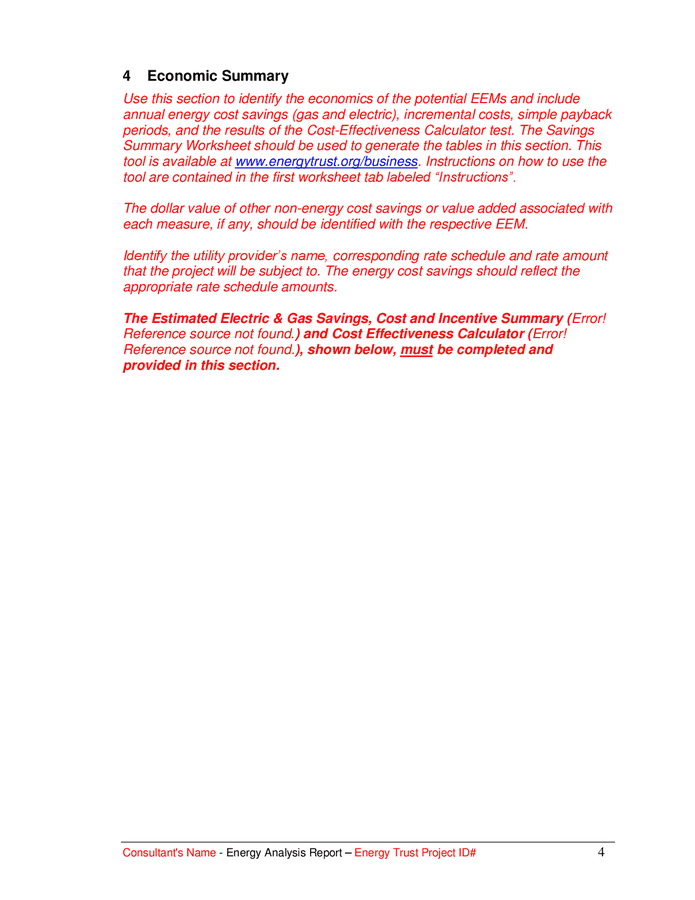 Energy analysis report template in Word and Pdf formats - page 7 of 13
