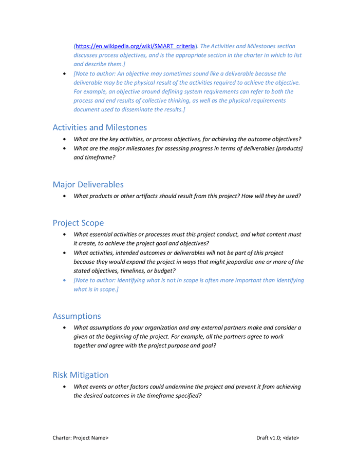 Project charter template in Word and Pdf formats - page 5 of 8