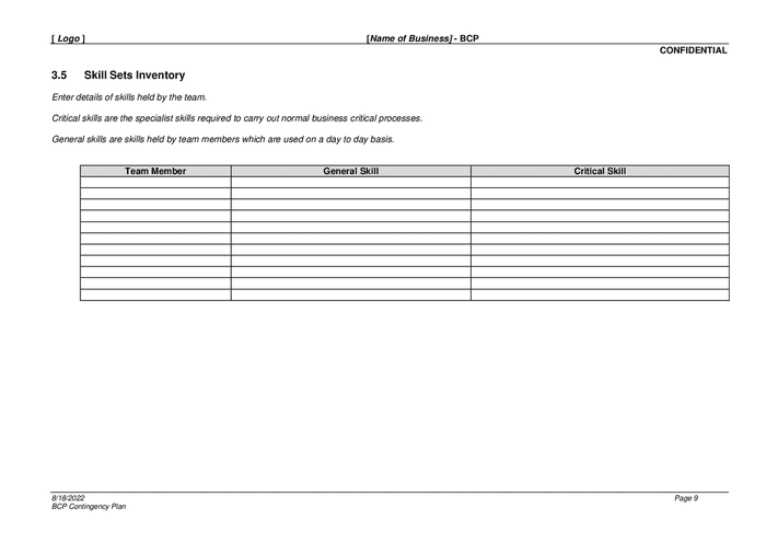 Business Continuity Plan Template In Word And Pdf Formats Page 9 Of 15 6102