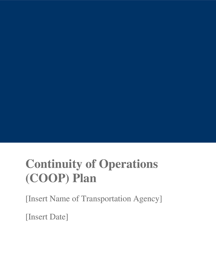 Transportation agency continuity of operations (Coop) plan template in