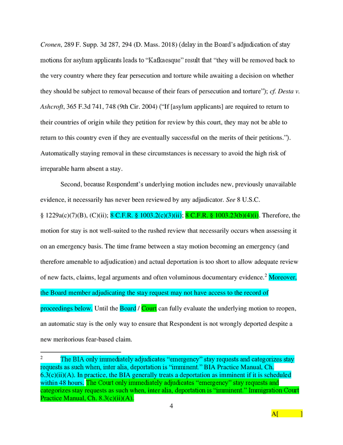 Template Stay Motion For Individuals Filing Motions To Reopen Based On Fear Based Claims In Word