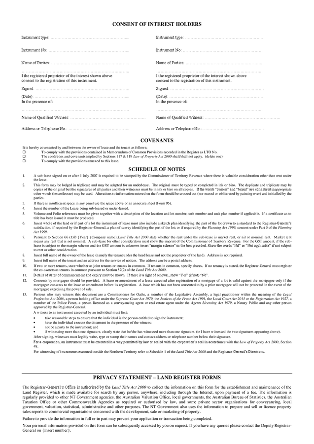 Form 32 sublease template (Australia) in Word and Pdf formats - page 2 of 2