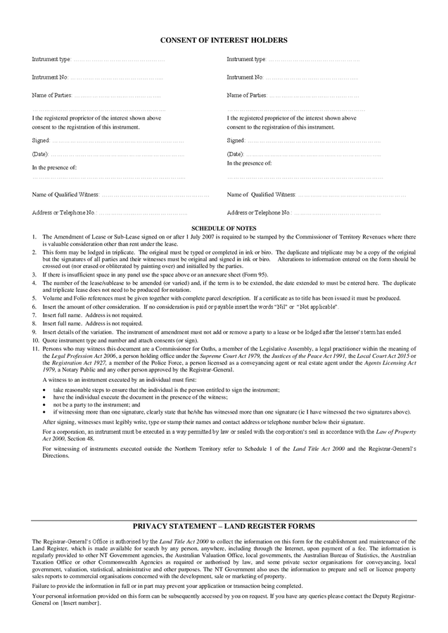 Form 34 - amendment of a lease or sublease (Australia) in Word and Pdf ...