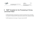 RMP template for the processing of honey and dried pollen (New Zealand) page 1 preview