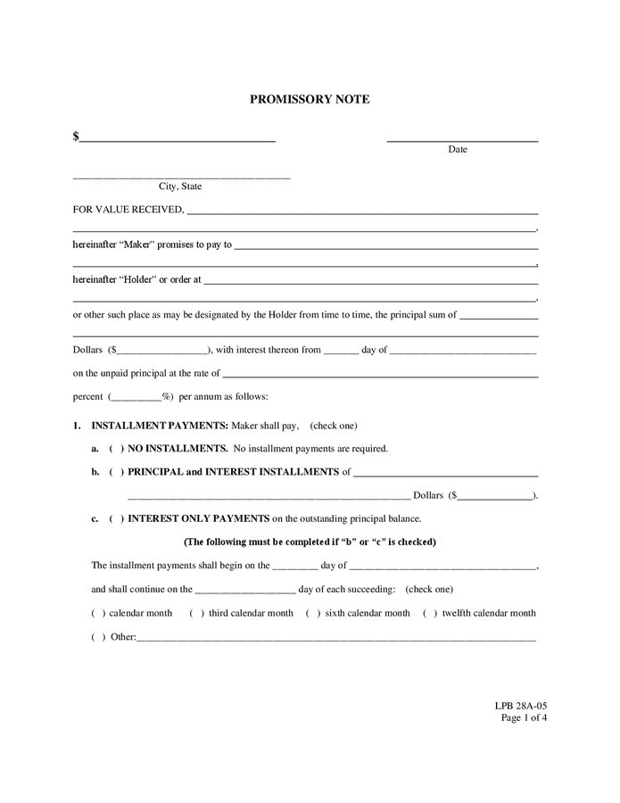 Promissory Note Template download free documents for PDF, Word and Excel