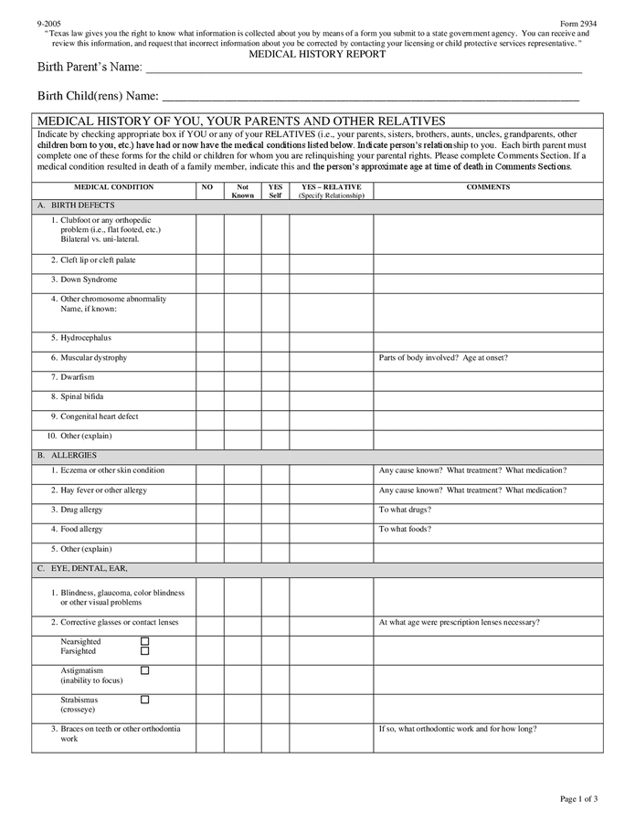 medical-history-report-texas-in-word-and-pdf-formats