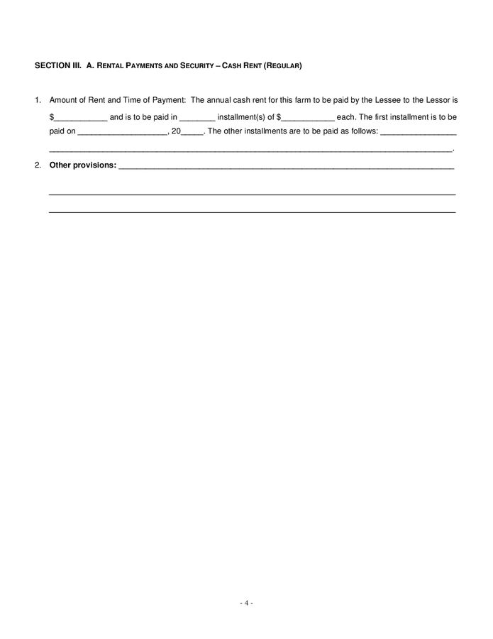 Cash farm lease form in Word and Pdf formats page 4 of 16