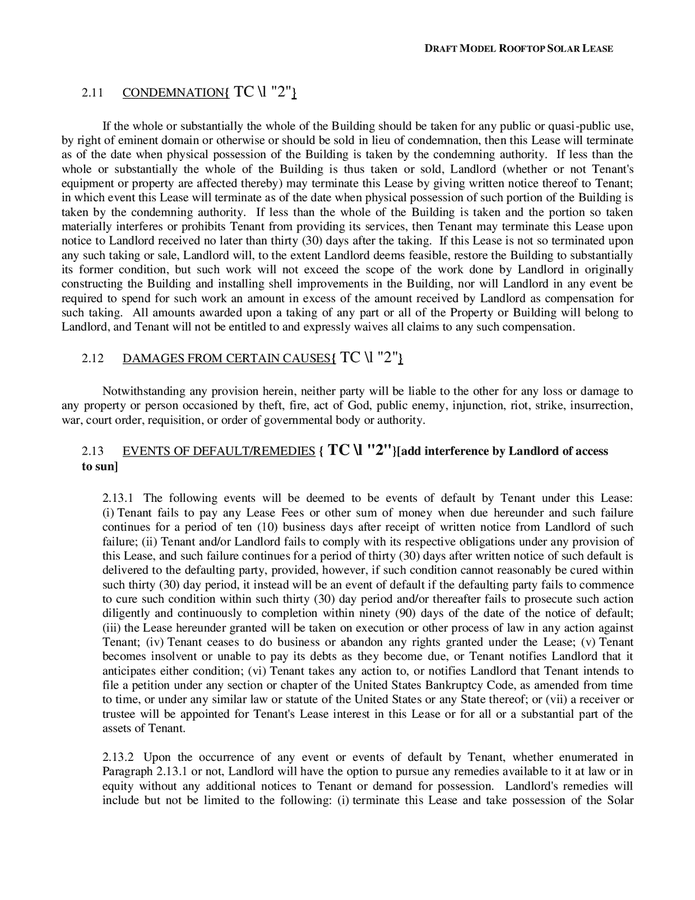 Solar energy facility rooftop lease agreement model in Word and Pdf