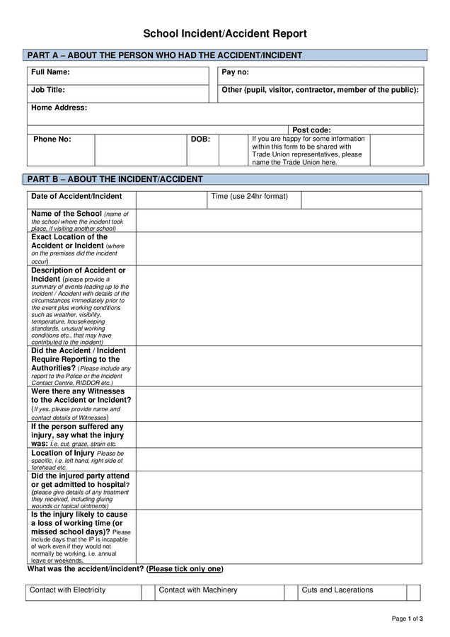 School Incident accident Report Template In Word And Pdf Formats School Incident accident Report Template In Word And Pdf Formats
