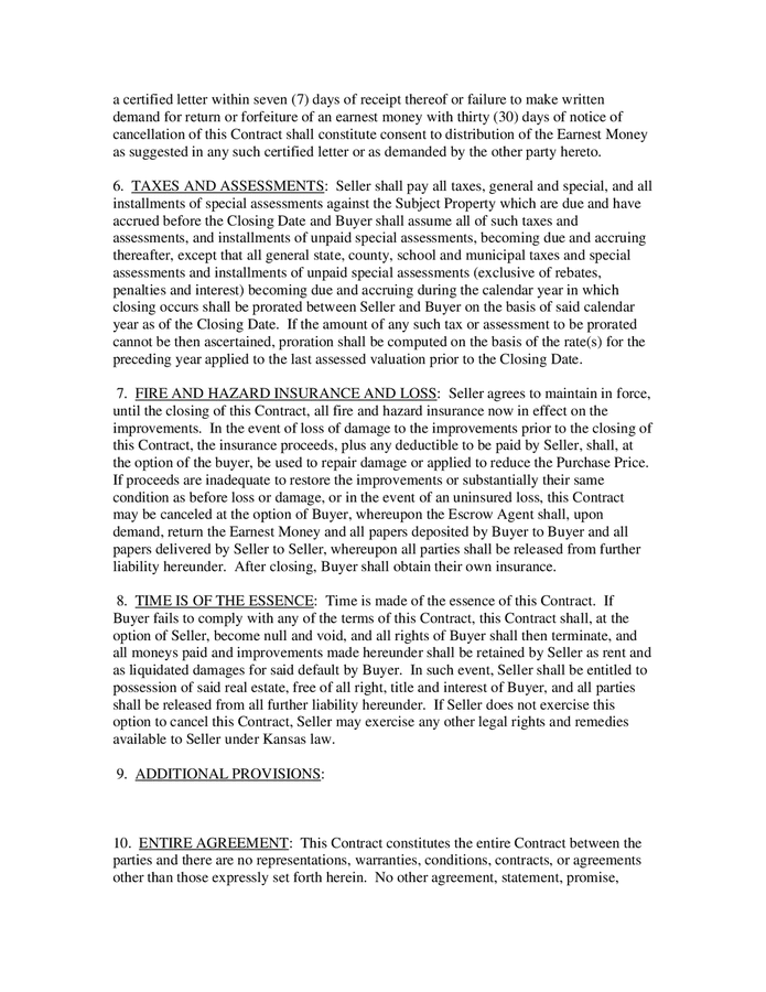 Real estate buy/sell contract template (Kansas) in Word and Pdf formats