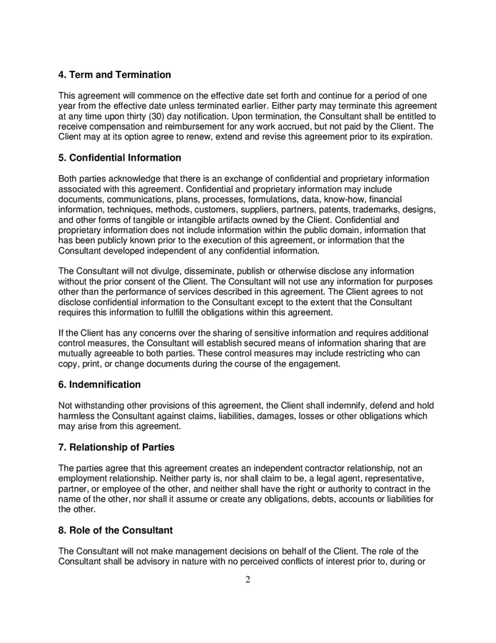 Sample consulting agreement - basic financial management support in ...